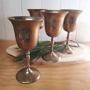 Vintage Brass Goblets. Set Of 4
